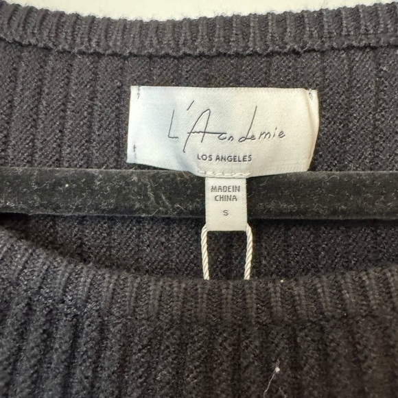 NWT L'Academie Wool Scoop Neck Black Sweater- Small - Picture 6 of 9